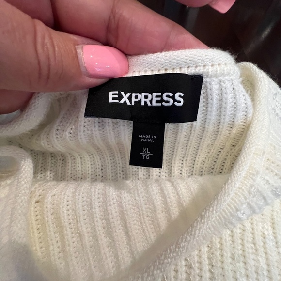 Express Women's Ivory Cream Sequined Batwing Sweater, Size XL - Picture 8 of 10